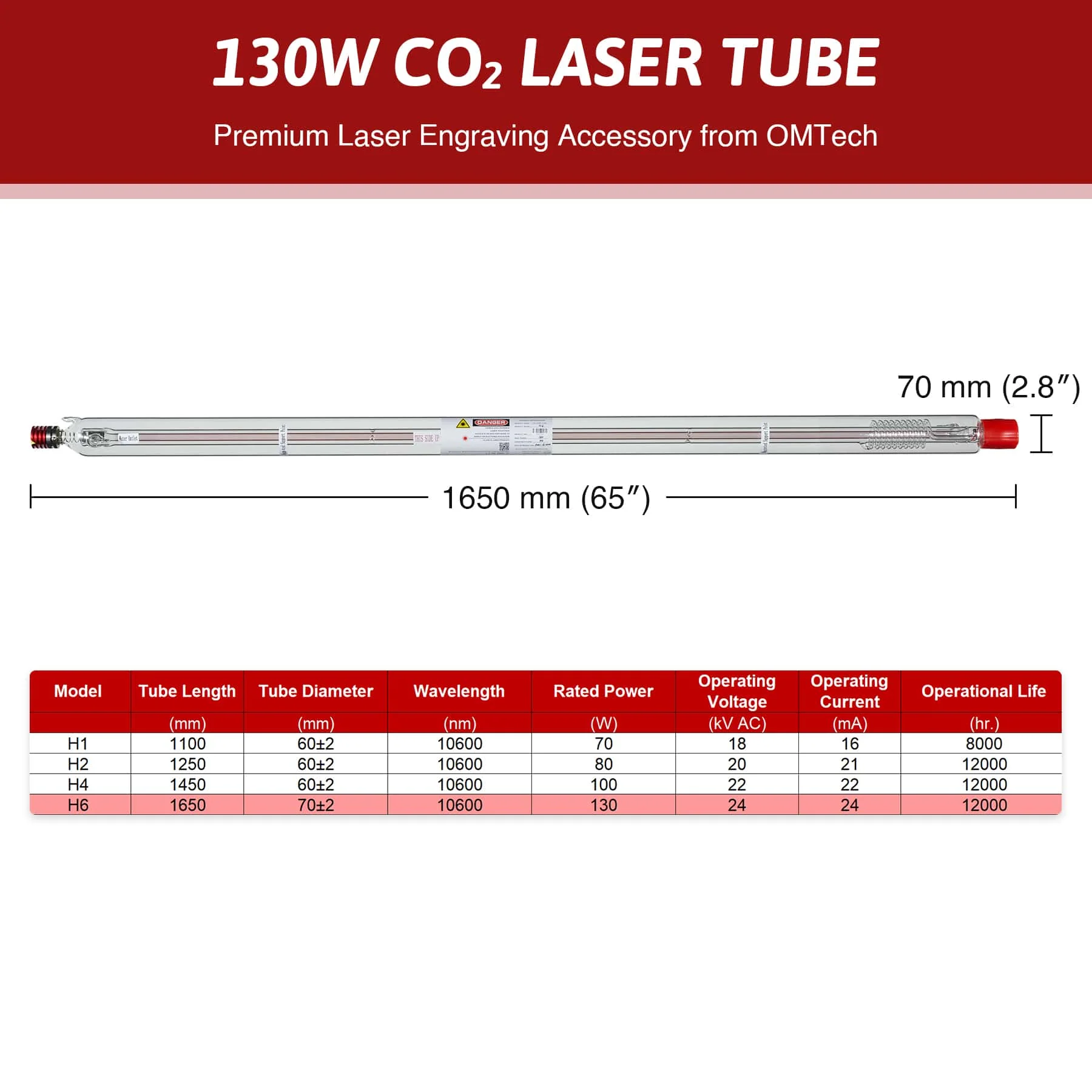 130W YL H6 Tube Laser CO2 pour les Graveurs Laser de Haute Puissance - Image 6