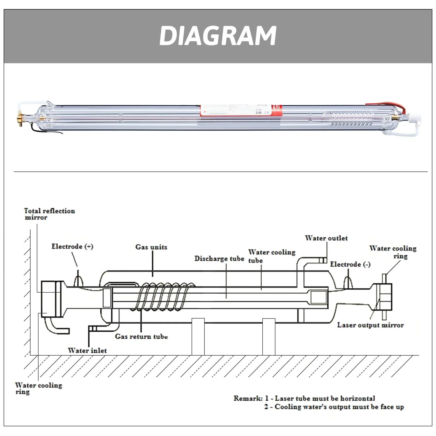 EFR 80W Tube Laser CO2 pour Machine de Gravure et de Découpe Laser - Image 4